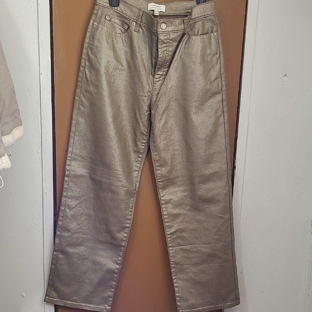 Banana Republic Metallic Silver Straight Jeans